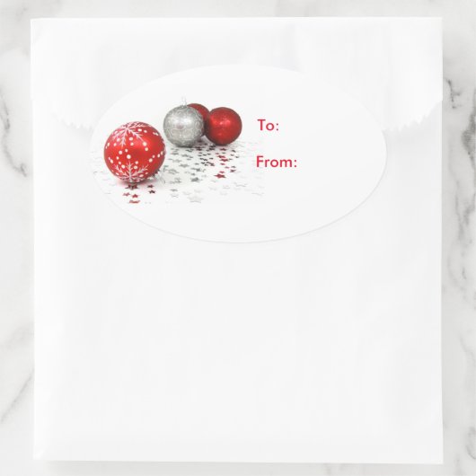 Kerstsieraden met rond Label (Tas)