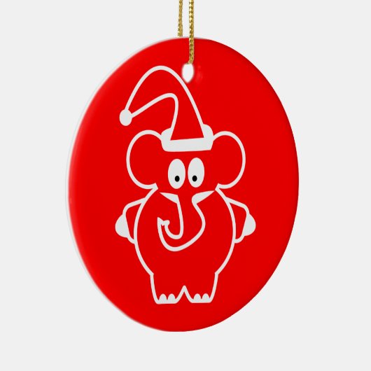 Kerstsieraden: Red Elephant Keramisch Ornament (Rechts)