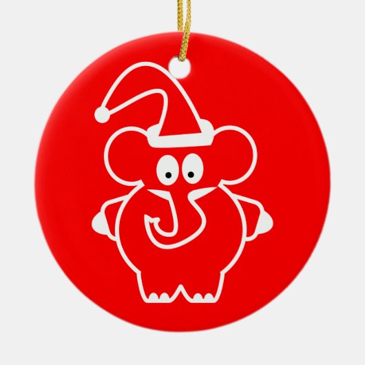 Kerstsieraden: Red Elephant Keramisch Ornament (Voorkant)
