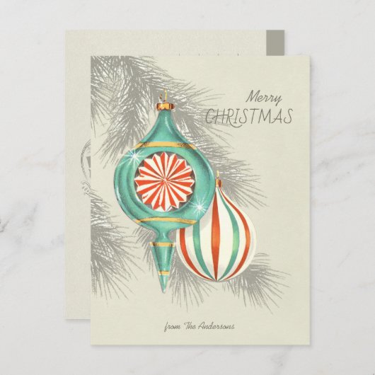 Kerstsieraden Schitterende retro-blaasjes CC1245 Briefkaart (Voorkant / Achterkant)