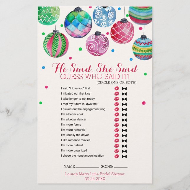 Kerstsieraden zei hij dat ze speelde (Voorkant)