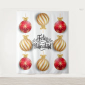 kerstsierballen met feliz navidad wandkleed (Voorkant)