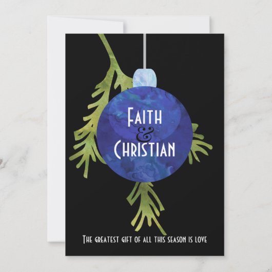 kerstsierblauw, moderne bruiloft aankondiging (Achterkant)