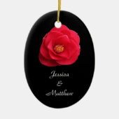 kerstsierbloem met rode kamellia keramisch ornament (Voorkant)