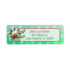 kerstsierbloemen en Holly-Adresetiketten Etiket