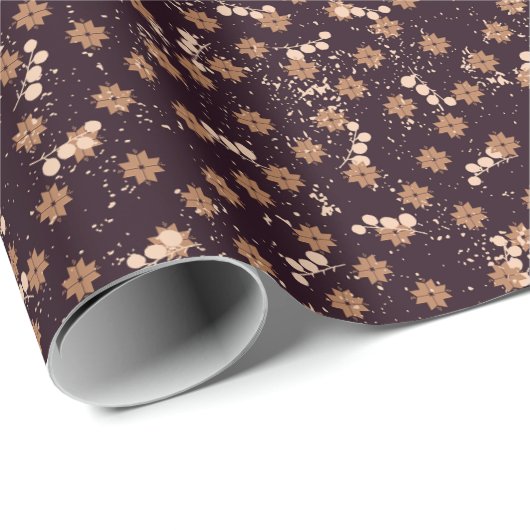 kerstsierbomen besneeuwt op donkere wol cadeaupapier (Rol Hoek)