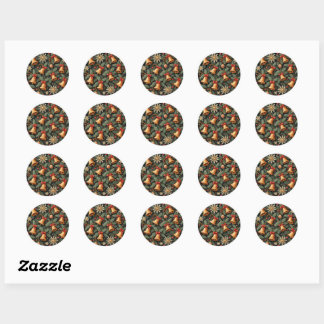 Kerstsieren, decoratief patroon. ronde sticker
