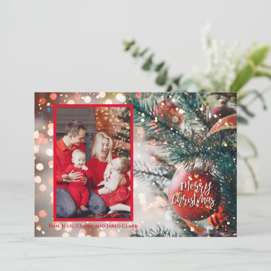 kerstsierfoto feestdagenkaart (Staand voorkant)