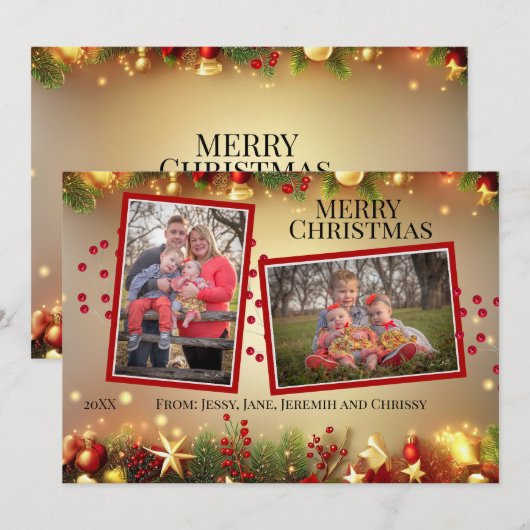 kerstsierfotokaart feestdagenkaart (Voorkant / Achterkant)