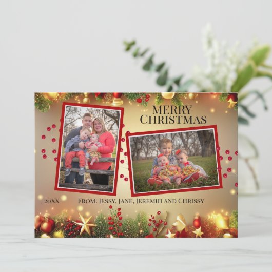 kerstsierfotokaart feestdagenkaart (Staand voorkant)