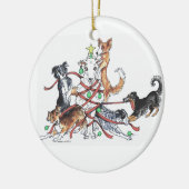 kerstsierhond keramisch ornament (Links)