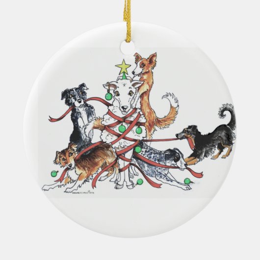 kerstsierhond keramisch ornament (Achterkant)