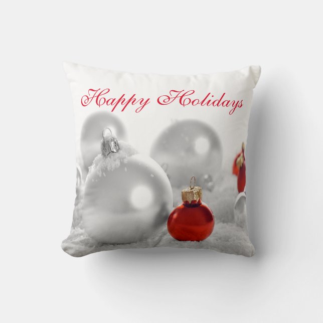 KerstSierkussen/Ornamenten en sneeuw Kussen (Voorkant)