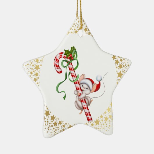 kerstsiermuis keramisch ornament (Rechts)