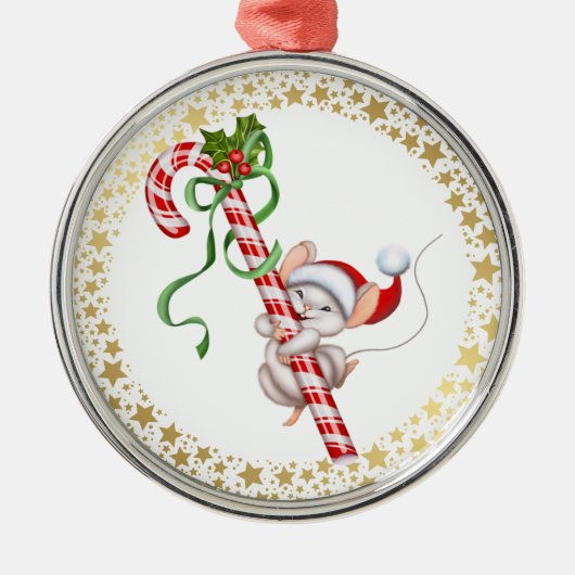 kerstsiermuis metalen ornament (Voorkant)