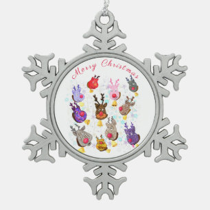 kerstsierspeelgoed Deers met bellen Tin Sneeuwvlok Ornament