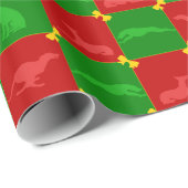Kerstsighthounds rood/groen cadeaupapier (Rol Hoek)