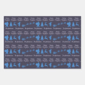 Kerstsilhouet Inpakpapier in Blauw Vel (Voorkant 3)