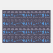 Kerstsilhouet Inpakpapier in Blauw Vel (Voorkant 2)