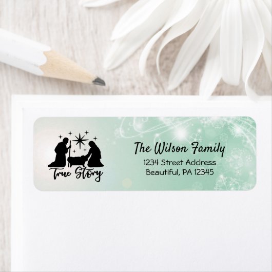 KerstSilhouette Nativiteit True Story Etiket (Insitu)