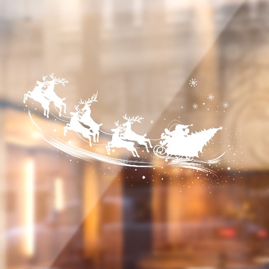 KerstSilhouette Santa Claus Sleigh Reindeer Raamsticker (Vel 2)