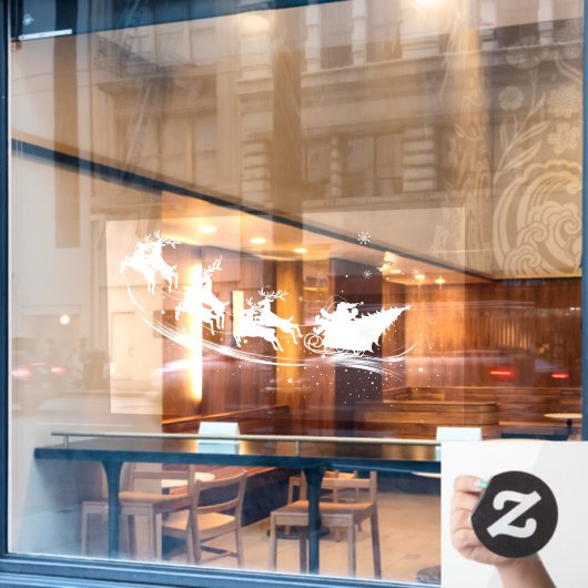 KerstSilhouette Santa Claus Sleigh Reindeer Raamsticker (Cafe Raam)