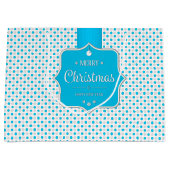 KerstSilver-Blue Polka Dots Gift Bag - Groot Large Cadeautasje (Voorkant)