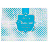 KerstSilver-Blue Polka Dots Gift Bag - Groot Large Cadeautasje (Achterkant)