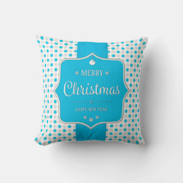 KerstSilver-Blue Polka Dots Pillow Kussen