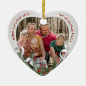 KerstSilver Holly Pine Lijst Familie Foto's Keramisch Ornament (Voorkant)