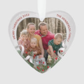 KerstSilver Holly Pine Lijst Familie Foto's Ornament (voorkant)