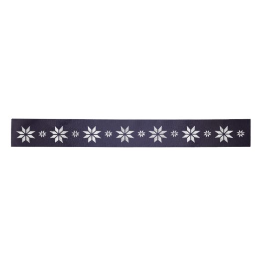 KerstSilver Star Ribbon Blue Navy Satijnen Lint (Voorkant)