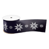 KerstSilver Star Ribbon Blue Navy Satijnen Lint (Spoel)