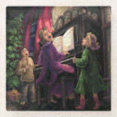 kerstsing Along Painting Glazen Onderzetter (Voorkant)