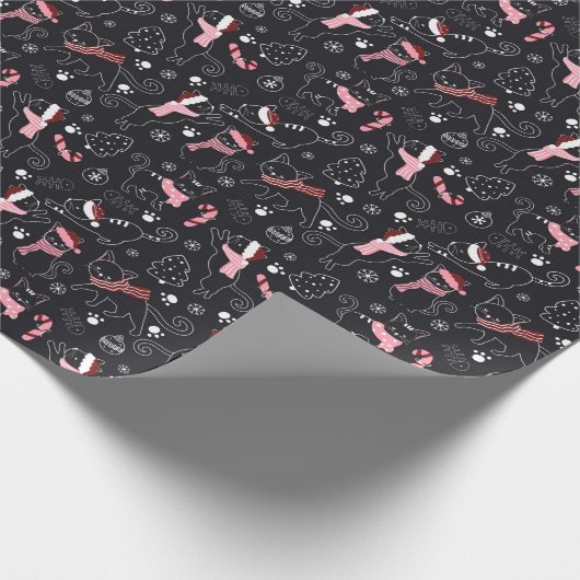 Kerstsjaal Dragen Santa Cat Kat Pet Cadeaupapier (Hoek)