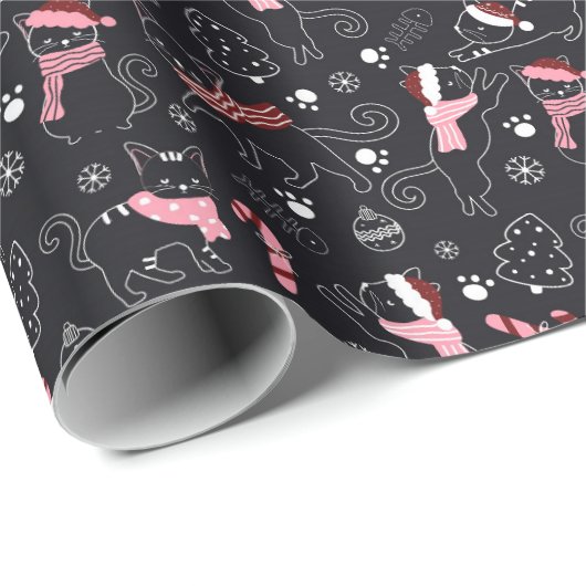 Kerstsjaal Dragen Santa Cat Kat Pet Cadeaupapier (Rol Hoek)