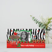 Kerstsjabloon Cute Cupcake Zebra Luipaard 2 Feestdagenkaart (Staand voorkant)