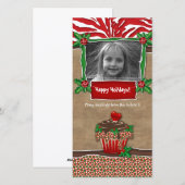Kerstsjabloon Cute Cupcake Zebra Luipaard Feestdagenkaart (Voorkant / Achterkant)
