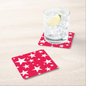 Kerstsjabloon Rood Wit Sterren Elegant Kartonnen Onderzetters (Insitu)