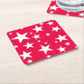 Kerstsjabloon Rood Wit Sterren Elegant Kartonnen Onderzetters (Schuin)