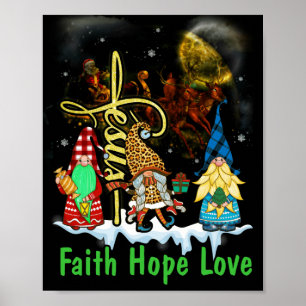 Kerstsjezus Faith Hope Love Snowman Christelijk Poster
