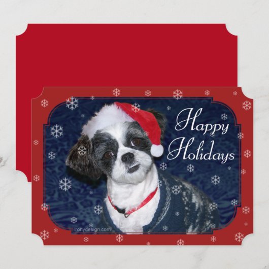 Kerstsjiih Tzu Dog Feestdagenkaart (Voorkant / Achterkant)