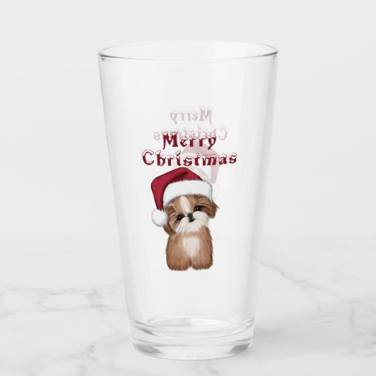 Kerstsjiih Tzu Dog Glas (Voorkant)