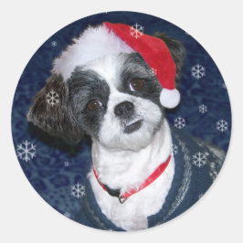 Kerstsjiih Tzu Dog Ronde Sticker