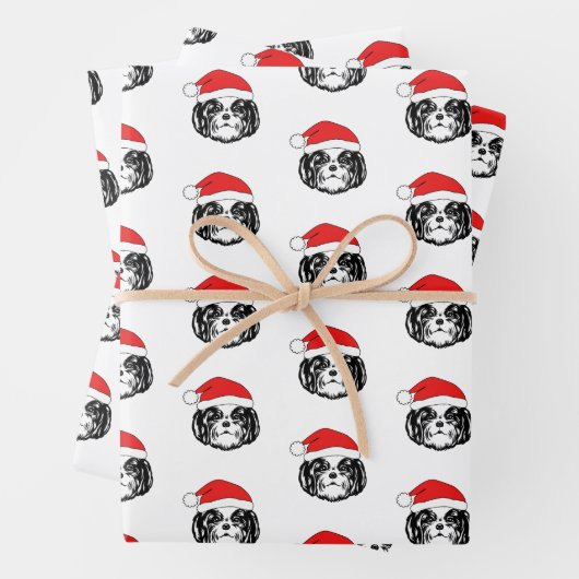 Kerstsjiih Tzu Dog Santa Hat Inpakpapier Vel (In situ)