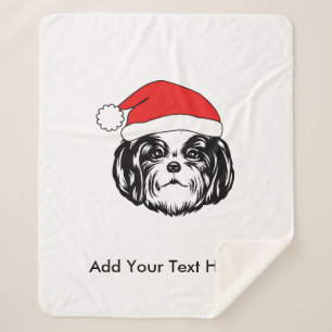Kerstsjiih Tzu Dog Santa Hat Sherpa Deken