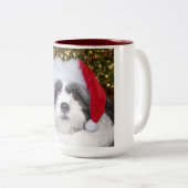 Kerstsjiih Tzu Dog Tweekleurige Koffiemok (Voorkant rechts)