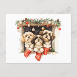 Kerstsjiih Tzu Dogs Briefkaart