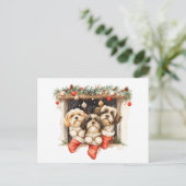 Kerstsjiih Tzu Dogs Briefkaart (Staand voorkant)