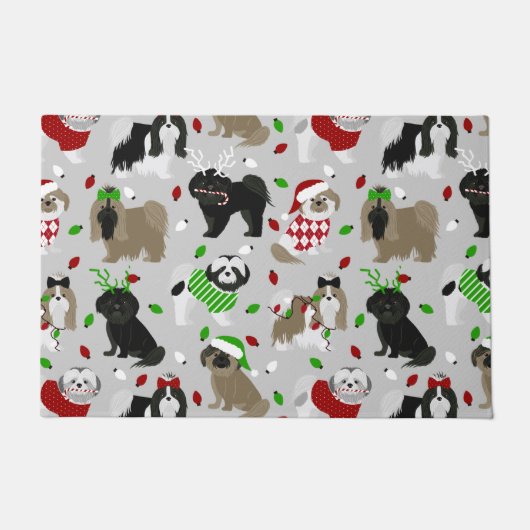 Kerstsjiih Tzu Dogs Doormat Deurmat (Voorkant)